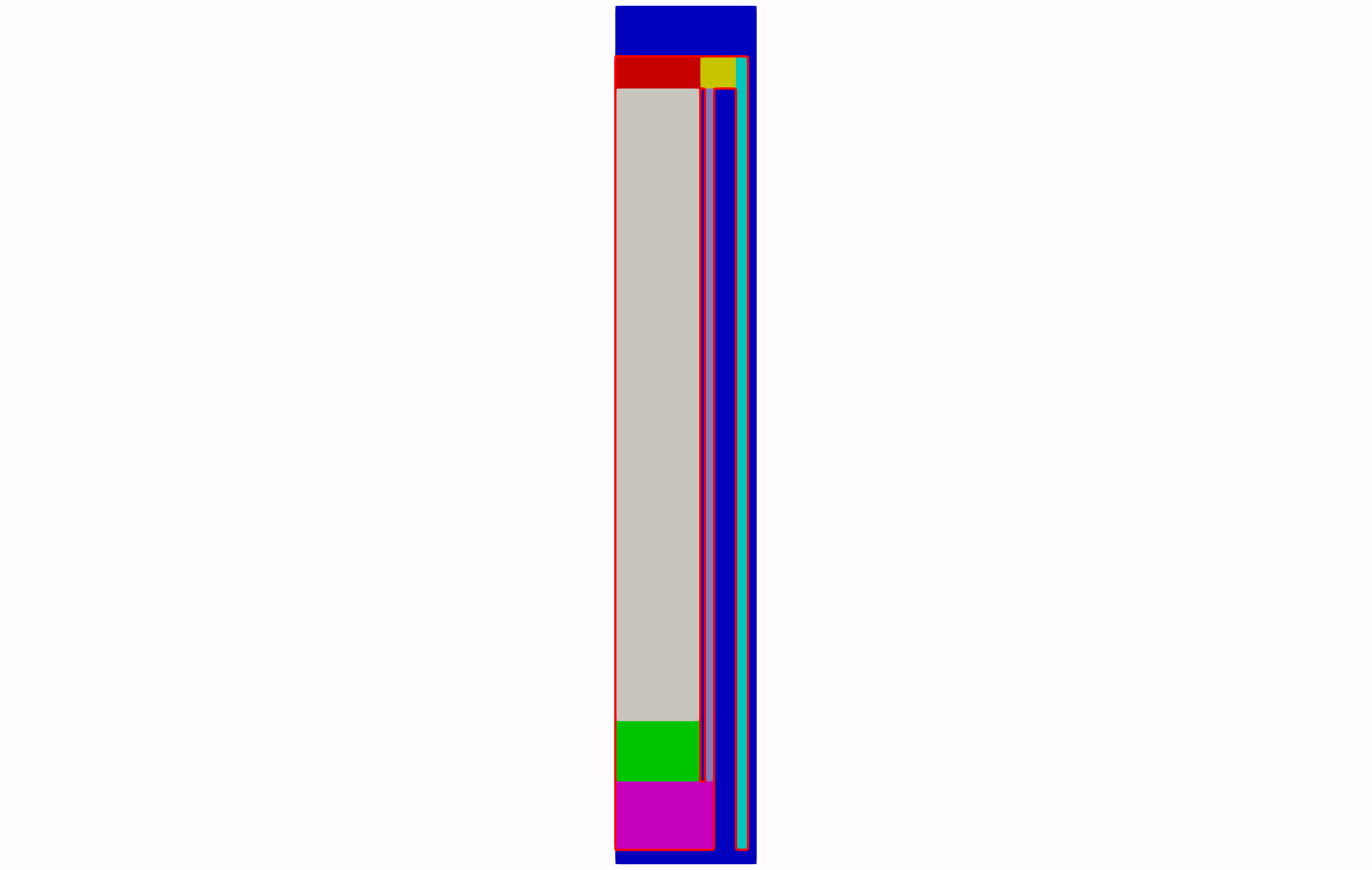 Geometry for Step 7 with the fluid domain framed in red.