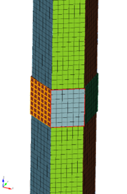 Example of duct 1 ACLP sidesets showing each face on the load pad is assigned to its own sideset.