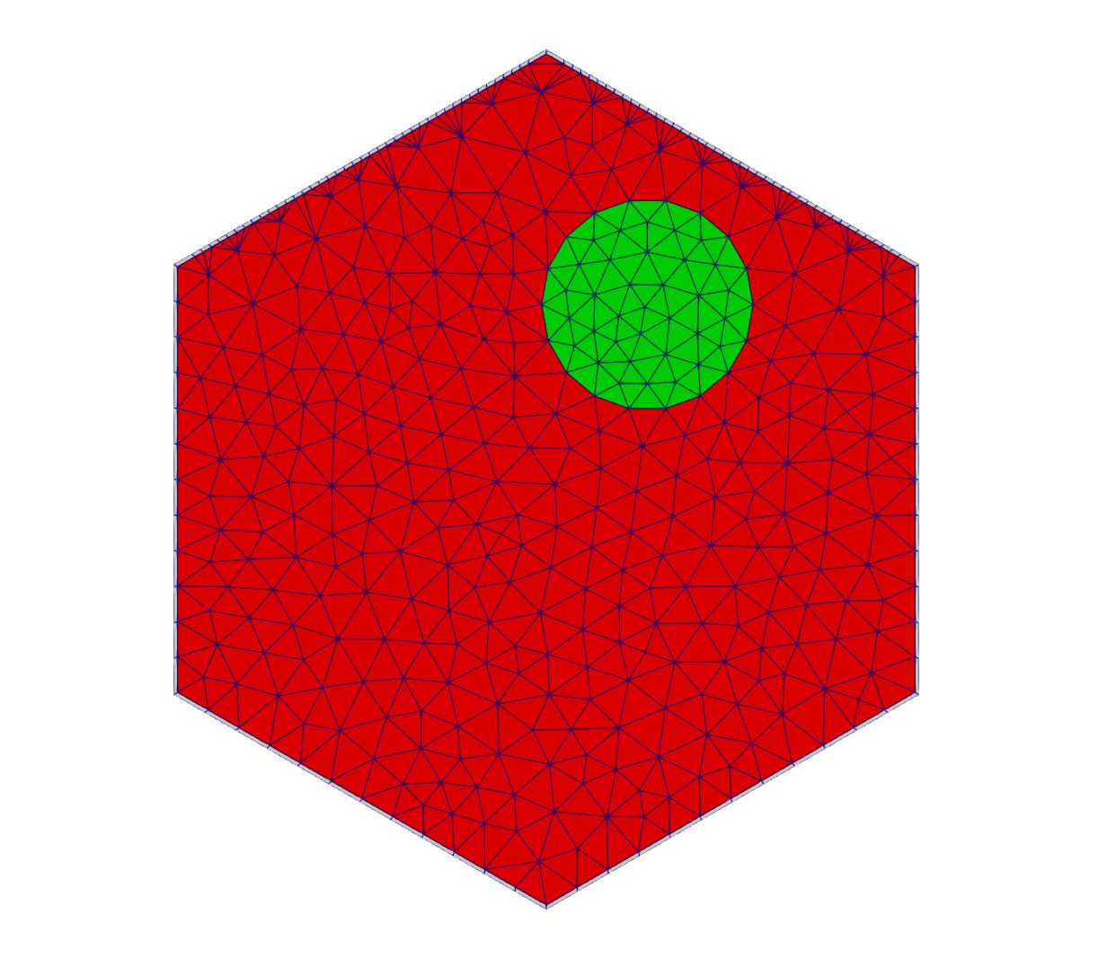 Figure 6: Reflector Assembly Mesh with CR hole that borders Fuel Assemblies on 2 sides.