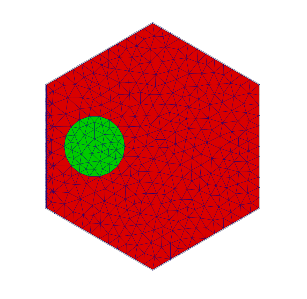 Figure 7: Reflector Assembly Mesh with CR hole that borders Fuel Assembly on 1 side.