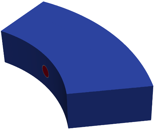 Schematic illustrating the wear profile idealized as a pit on the surface of the reflector block.