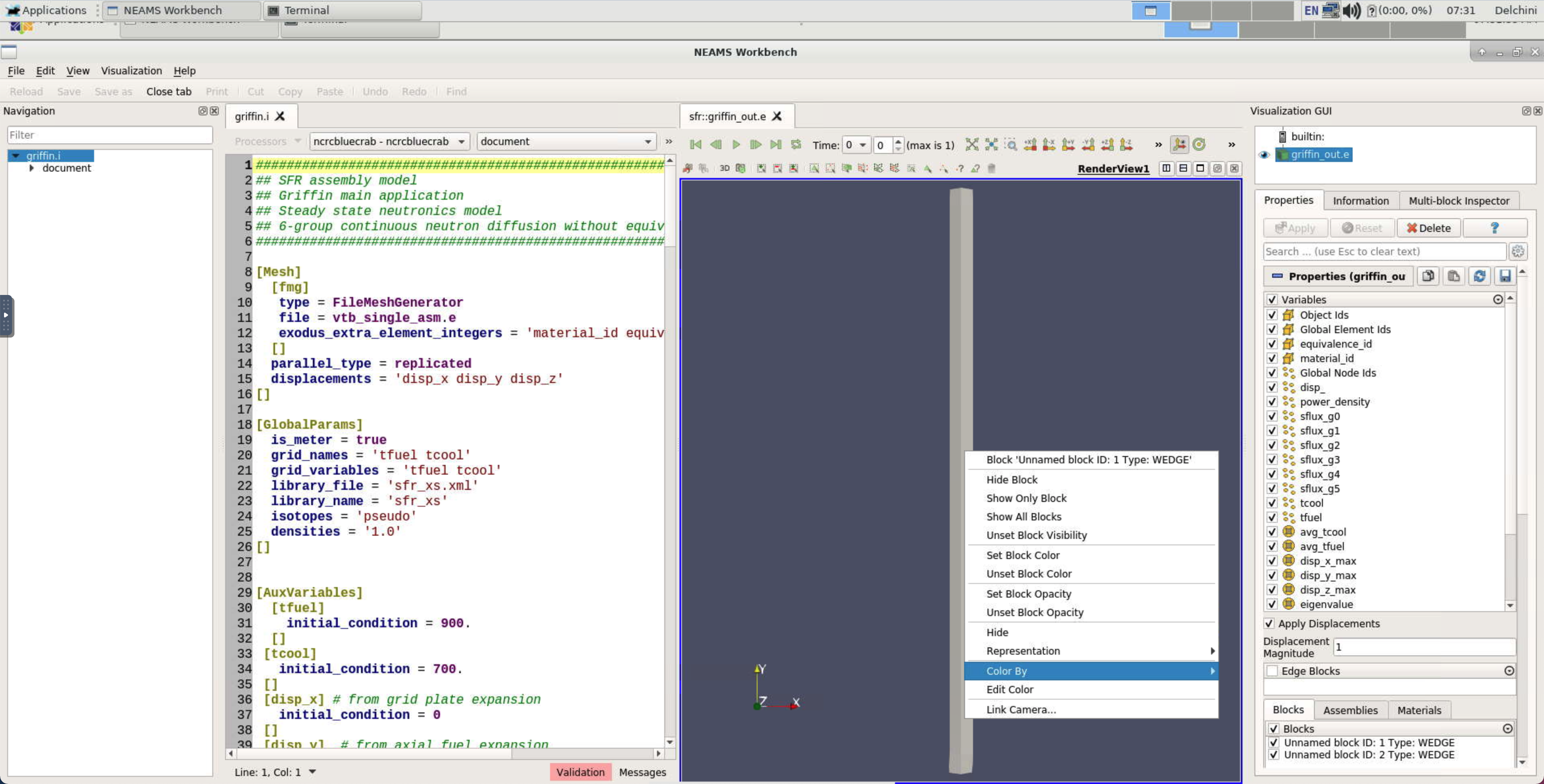After right-clicking on the geometry in the `Visualization tab`, select `Color by` to access all variables to plot.