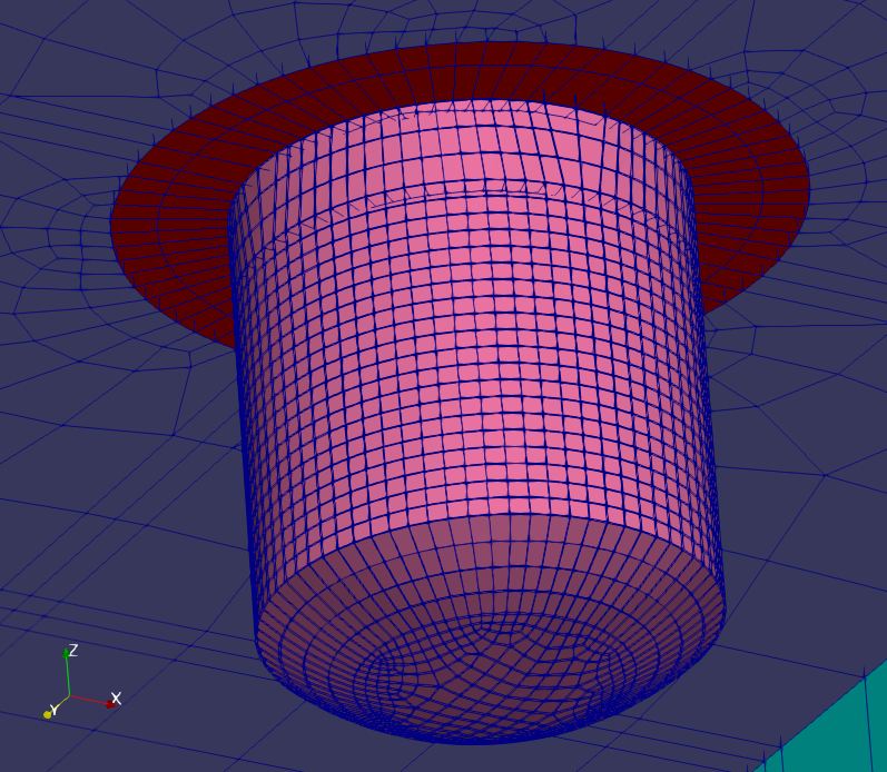 Head-supported reactor vessel as seen from the bottom.