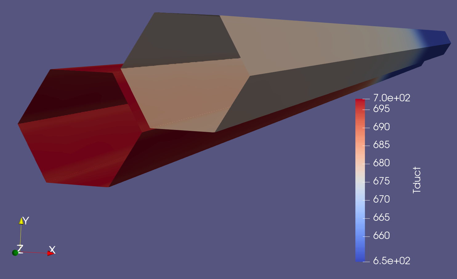 Duct temperature calculated in two of the seven SCM assemblies.